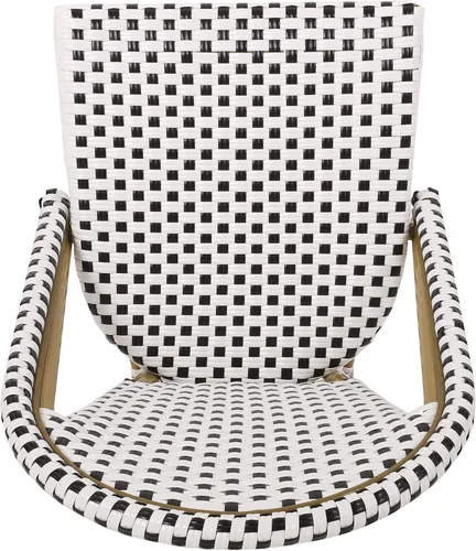 Vista 10 de Christopher Knight Home Philomena - Silla francesa para exteriores (juego de 4), color negro + blanco + acabado de bambú Negro + blanco + acabado