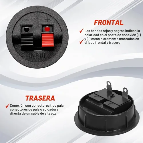 Vista 5 de Caja de altavoz de 4 piezas, taza de terminal, caja de subwoofer redonda de resorte, conector de poste de unión para bricolaje para el hogar altavoz
