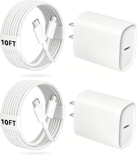 Vista 9 de Cargador para teléfono 17, 16, 15 Pro, carga rápida, 20 W, USB C, bloque de carga rápida con cargadores tipo C de 3 pies de largo, cable de carga