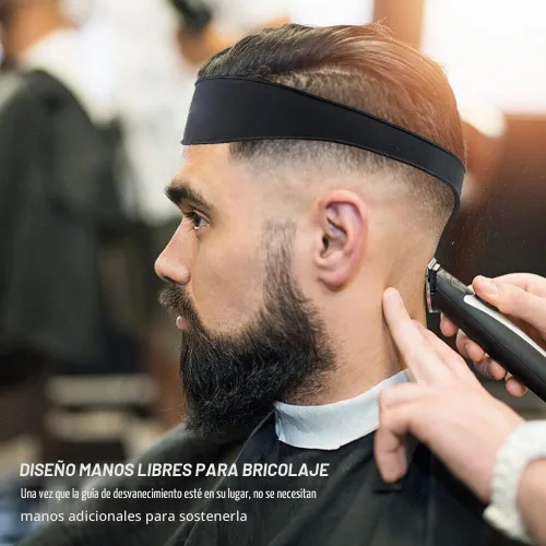 Vista 2 de Plantilla de afeitado con escote y guía de corte para hombres, color negro
