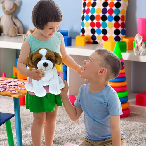 Vista 6 de DolliBu - Animal de peluche para perro de San Bernardo, suave y abrazable, adorable juguete de juego, lindo regalo para mascotas para niños