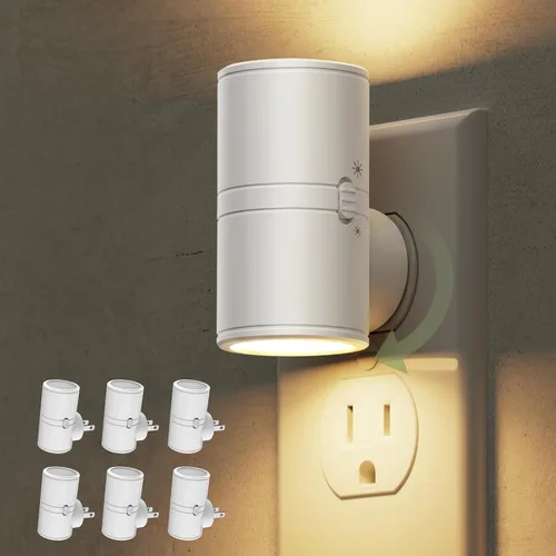Vista 18 de L LOHAS LED Luz nocturna con sensor de movimiento, mini luces nocturnas activadas por movimiento, enchufar a la pared, luz giratoria con sensor
