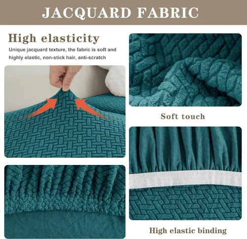 Vista 4 de Jin Le Fundas de cojín de asiento individuales superelásticas para sofá, juego de fundas de sofá, fundas de sofá gruesas de jacquard texturizado