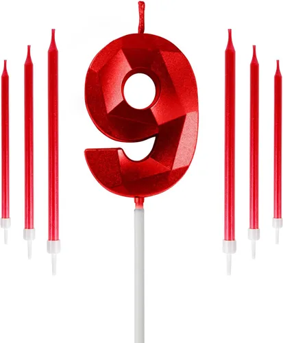 Vista 85 de Vela rosa de cumpleaños número 1 con 6 velas largas, decoraciones de decoración de pastel para fiesta de niña de 1 año, suministros de celebración