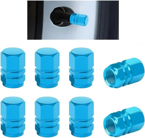 Vista 18 de Osilly Tapones de válvula de vástago de neumático de automóvil, 4 piezas de cubiertas de vástago de válvula de aleación de aluminio, resistentes a