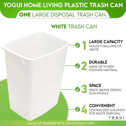 Vista 2 de Cubo de Basura de Plástico - Bote de Basura para Interior para Cocina, Hogar, Oficina y Uso Comercial - Gran Cubo de Eliminación de Residuos