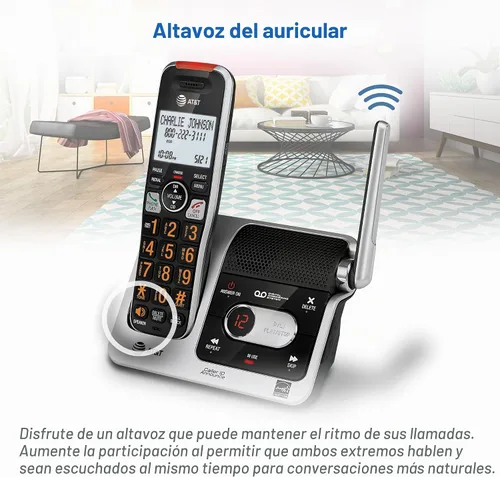 Vista 10 de AT&T BL102 DECT 6.0 Teléfono inalámbrico para el hogar con contestador, bloqueo de llamadas, locutor de identificación de llamadas, asistencia