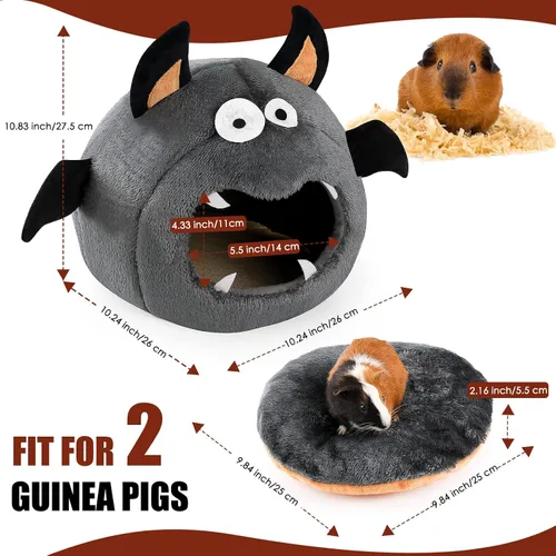 Vista 6 de Escondite de conejillo de indias, cama de conejillo de indias, piel de mascota pequeña estilo Halloween, cama ideal para mascotas pequeñas