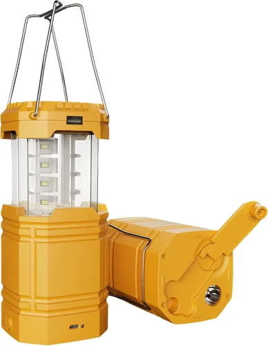 Vista 9 de Linterna solar de camping con manivela de mano de gran capacidad de 3000, linterna LED ultra brillante, portátil de 23 a 26 horas de tiempo de Negro