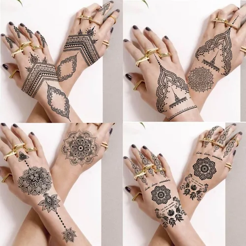 Vista 8 de Bilizar 63 hojas de tatuajes tribales temporales de lobo, león, tigre para hombres, mujeres, adultos, aterradores tatuajes temporales de calavera