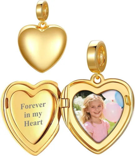 Vista 67 de Custom4U Photo Charms for Bracelets 925 Sterling Silver/Gold Plated Heart/Tree of Life/Round Charm Bead Personalized with Picture Custom