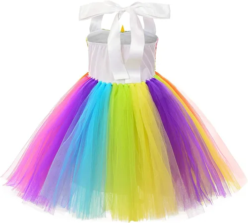 Vista 2 de JerrisApparel Disfraz de unicornio para niñas con diadema