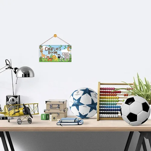 Vista 2 de Letreros de nombre personalizados para habitación de niños, letreros de madera personalizados para puerta de zoológico, desfile, guardería, sala
