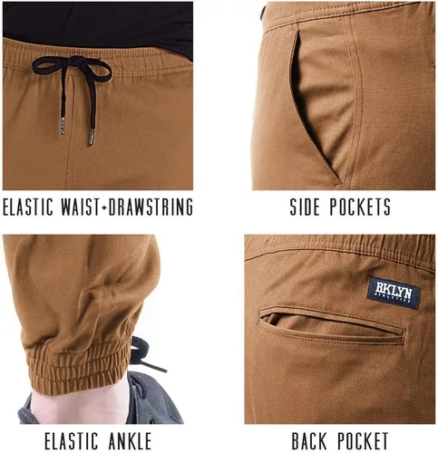 Vista 3 de Brooklyn Athletics - Pantalones de sarga para hombre, ajuste delgado y elástico suave