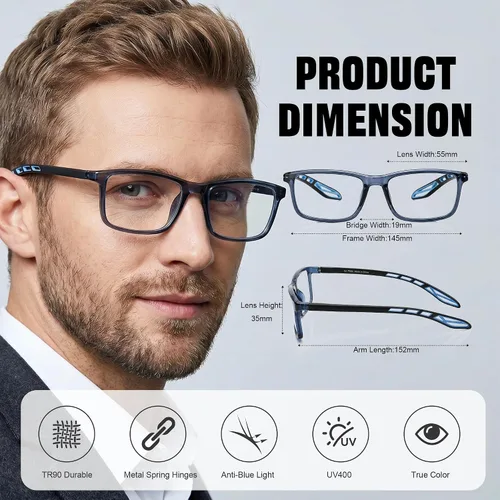 Vista 8 de SKYOAK Gafas de lectura progresivas deportivas extremadamente cómodas para hombre, 1.25x