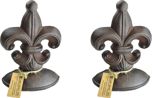Vista 12 de Lulu Decor, Tope de puerta de flor de lis, hierro fundido, 2 libras, tope de puerta (negro antiguo)