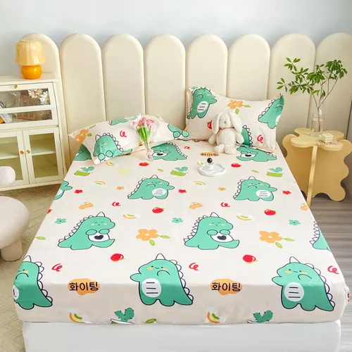Vista 11 de Sábana bajera tamaño individual suave y acogedora, de algodón lavado, de algodón cepillado, para dormitorio de niños y niñas, funda de almohada