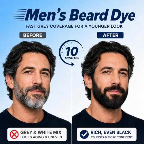 Vista 2 de Champú de tinte de barba negro 3 en 1 para hombre, color más simple