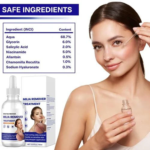Vista 5 de Suero Removedor de Milia para el Rostro, Elimina la Milia Alrededor de los Ojos, Nariz y Mejillas, Fórmula Suave con Ácido Salicílico para Piel