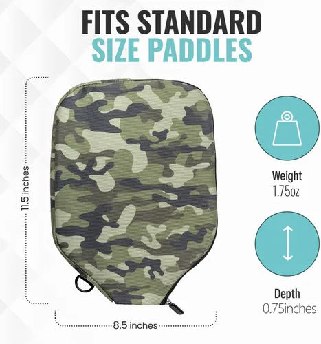 Vista 2 de Palms-O-Aces Pickleball Paddle Cover Canvas Padded Pickleball Paddles Sleeve with Zipper Lightweight Protective Paddle Case for Standard Paddles