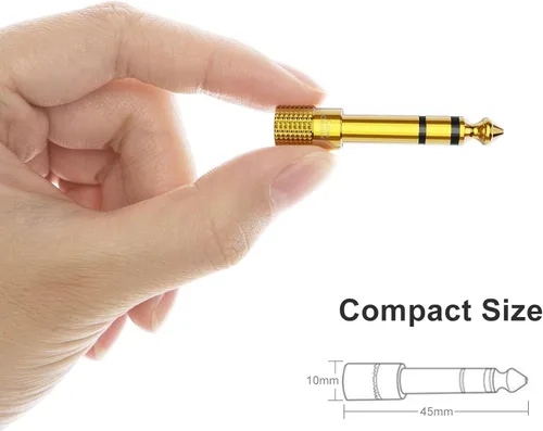 Vista 2 de CableCreation Adaptador de audio para auriculares de 1/4 a 1/8 pulgadas, 5 unidades, 0.250 in a 0.138 in macho a hembra TRS estéreo chapado en oro