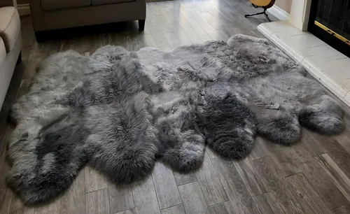 Vista 92 de LAMBZY Alfombra de piel de oveja auténtica, parte inferior gruesa y fuerte, fácilmente lavable, resistente a las manchas, perfecta para sala