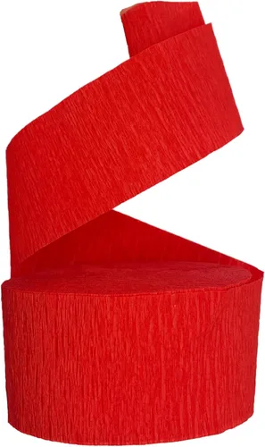 Vista 7 de Serpentinas de papel crepé rojo y dorado amarillo (2 rollos de cada color) Fabricadas en Estados Unidos