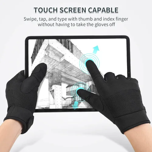 Vista 3 de OZERO Guantes de trabajo para hombres y mujeres: guantes de mecánico para pantalla táctil, agarre firme, destreza, guantes ligeros para construcción
