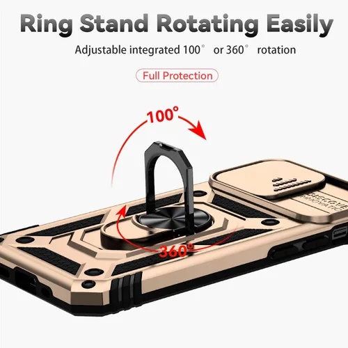 Vista 3 de Funda para iPhone 12/12 Pro, iPhone 12/12 Pro con funda para cámara y soporte, grado militar, a prueba de golpes, resistente, con funda magnética