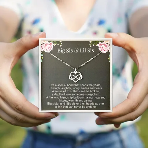 Vista 3 de RareLove Regalos para hermanas de hermana, hermana mayor, collar de plata de ley 925 con corazón infinito pequeño para cumpleaños de hermanas