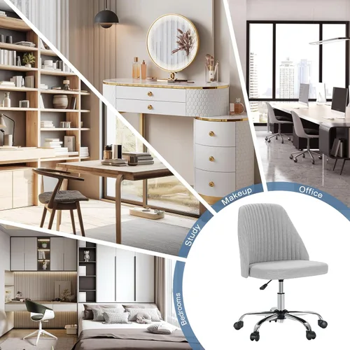 Vista 7 de DUMOS Silla de oficina en casa, cómoda silla de escritorio con ruedas Gris