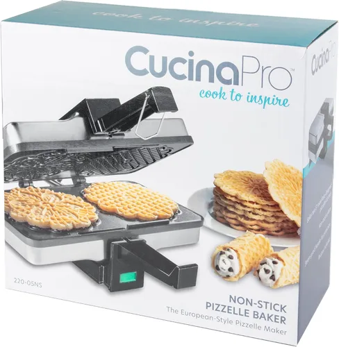 Vista 4 de Máquina para hacer pizzellas de CucinaPro, Negro Even Heating Plates, Must Have Party Baking Supplies, Italian Dessert Treat Making with Recipe