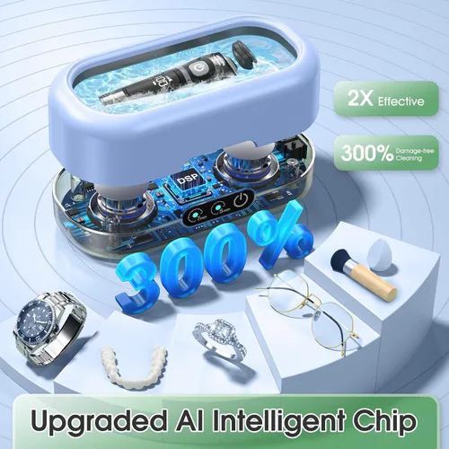 Vista 4 de Limpiador ultrasónico profesional de joyas con temporizador digital, máquina limpiadora ultrasónica de 50KHz con acero inoxidable 304 para joyas