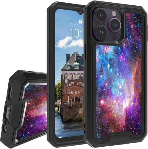 Vista 11 de Rossy Funda para iPhone 14 Pro Max con patrón de cinta de casete de audio para mujeres y hombres, 2 en 1, híbrida de doble capa, resistente, a