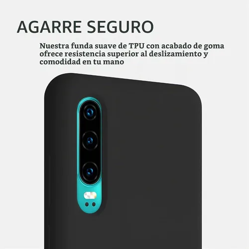 Vista 3 de kwmobile Funda compatible con Huawei P30 - Funda de silicona TPU con acabado suave - Negro