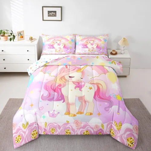 Vista 13 de Castle Fairy - Juego de funda de edredón con bandera estadounidense tamaño King, ropa de cama para niñas y adolescentes, funda de edredón con Multi