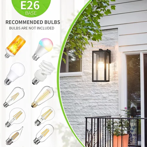 Vista 2 de Aipsun Farol de pared para exteriores con sensor de atardecer a amanecer, aplique de pared exterior negro, soporte de pared para exteriores