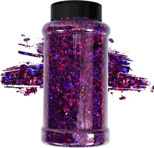 Vista 26 de TORC Purpurina holográfica negra de 4 onzas, mezcla de purpurina gruesa a granel para decoración de festivales de arte cosmético de resina