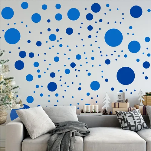 Vista 7 de Más de 500 calcomanías de pared de círculos de lunares surtidos para dormitorio de niños, sala de estar, aula, sala de juegos, calcomanías de pared