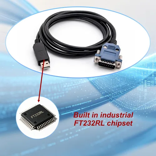 Vista 3 de Cable adaptador serie FT232RL USB a DB15 de 6 pies para servounidades YOKOGAWA