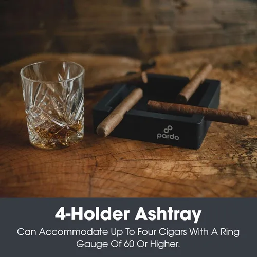 Vista 5 de Pardo Cigar Cenicero de cigarros irrompible para exteriores, diseño de anillo grande, cuadrado negro mate, ideal para puros grandes, uso