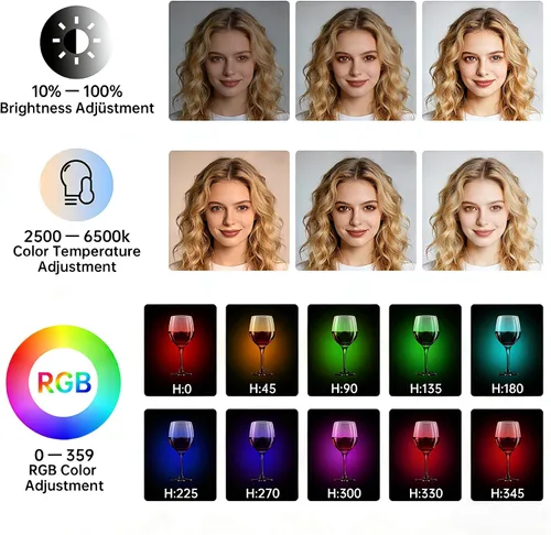 Vista 4 de Suptig Luz magnética para selfies, luz para selfie compatible con iPhone Magsafe, RGB 360° LED anillo de luz para teléfono con espejo