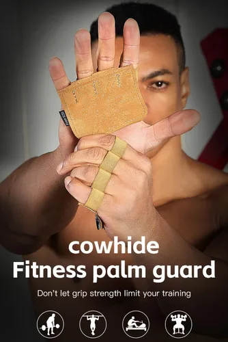Vista 2 de SUJAYU Guantes de cuero para levantamiento de pesas, guantes de levantamiento de pesas para hombres y mujeres, guantes de gimnasio