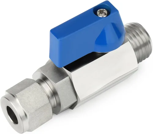Vista 3 de TAISHER 1PCS 304 de compresión de acero inoxidable mini válvula de bola interruptor de apagado, tubo de 1/2 "OD x 1/2" NPT macho