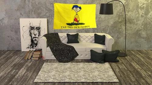 Vista 3 de Tax This Dick - Bandera federal de 2 x 3 pies, color vivo, doble costura en el borde, banderas con 4 ojales de latón inoxidables. (2 x 3 pies)