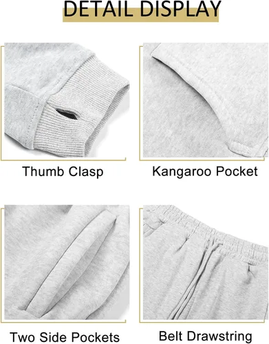 Vista 54 de Kissonic Conjunto deportivo de forro polar para mujer, 2 piezas, sudadera con capucha y pantalones deportivos
