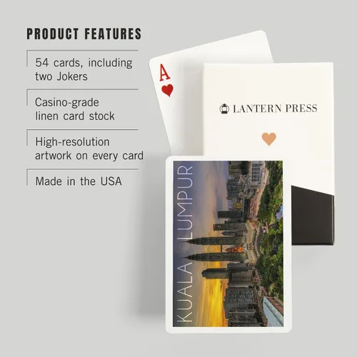 Vista 3 de Lantern Press Kuala Lumpur, Malasia, Skyline at Sunset (52 cartas de juego, baraja de cartas de tamaño póker con comodinos)