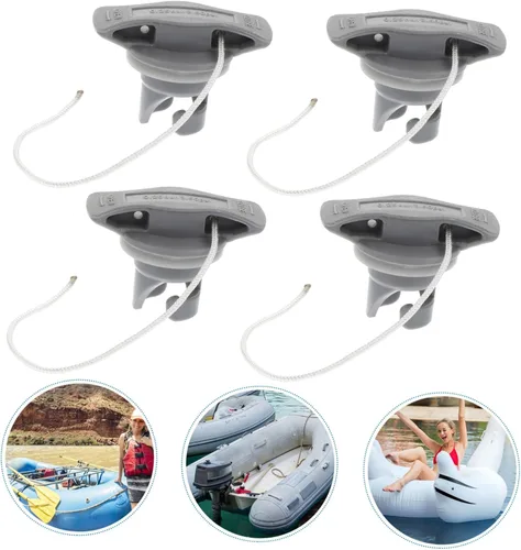 Vista 8 de Juego de 4 piezas de cubierta de válvula de aire para bote, kayak, canoa, barco inflable, buque, buque, buque, tapones, tapones