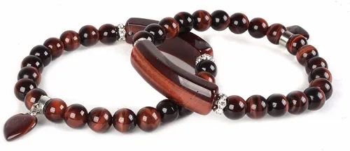 Vista 2 de Justinstones - Brazalete unisex con cuentas de gemas semipreciosas con dije de corazón, elástico