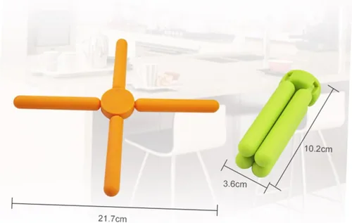 Vista 3 de Multifuncional De Silicona Placemat Soporte De Teléfono Celular En Forma De Cruz Para Mesa De Comedor - Gadget De Cocina Verde